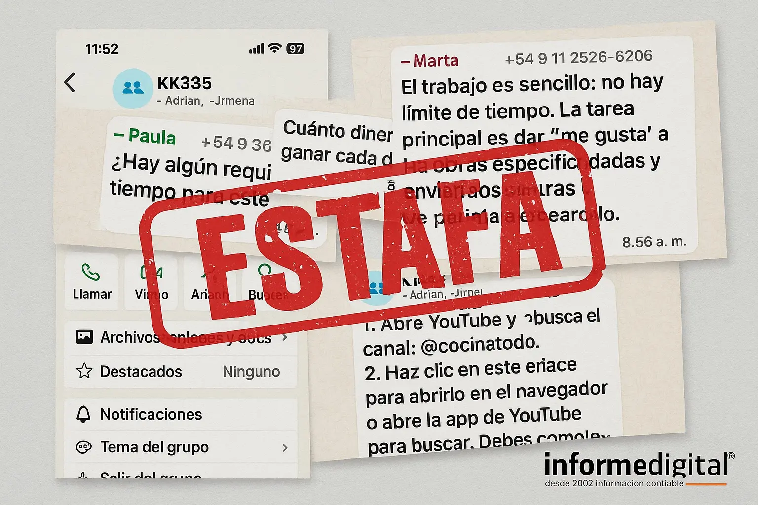 Alerta por estafa en WhatsApp: prometen hasta $150.000 por “likes” en YouTube