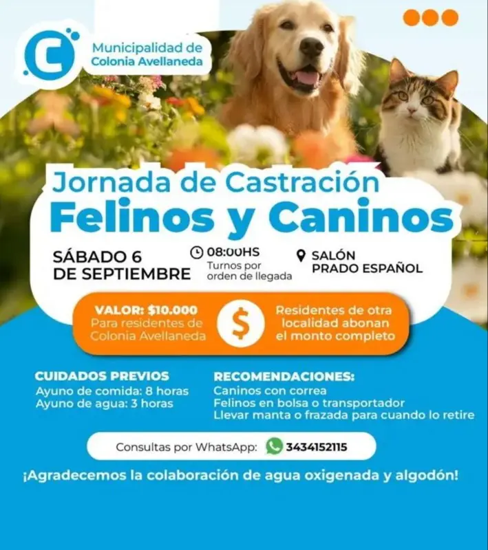 Jornada de castración en septiembre:
Cuidemos a nuestras mascotas