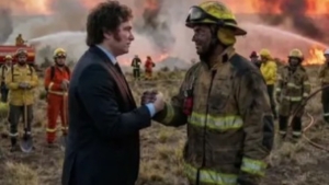 Milei publica foto generada por IA durante los incendios en el Sur y desata polémica política